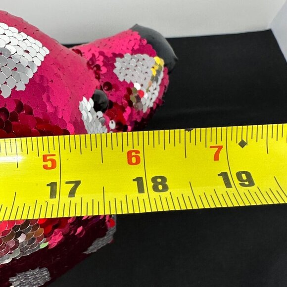 Valentine Weiner Dachshund Dog Sequin Pink Silver Hearts Reverse 18in Toy Plush - Picture 14 of 16